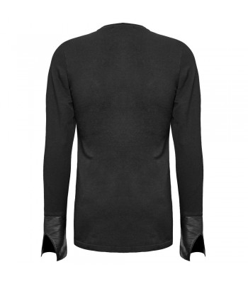 Men’s Gothic Dieselpunk Top | Vintage Bronze Faux Leather Detailing